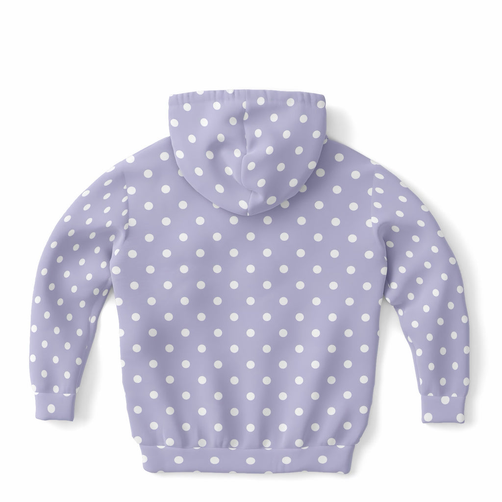 Girls Light Purple Polka Dot Hoodie – Ultra Comfy & Stretchy, Cozy Fleece or Lightweight Sports Fabric, Double-Layer Hood & Kangaroo Pocket
