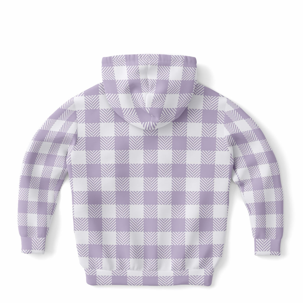 Girls Lavender Purple Gingham Plaid Hoodie – Ultra Comfy & Stretchy, Cozy Fleece or Lightweight Sports Fabric, Double-Layer Hood & Kangaroo Pocket