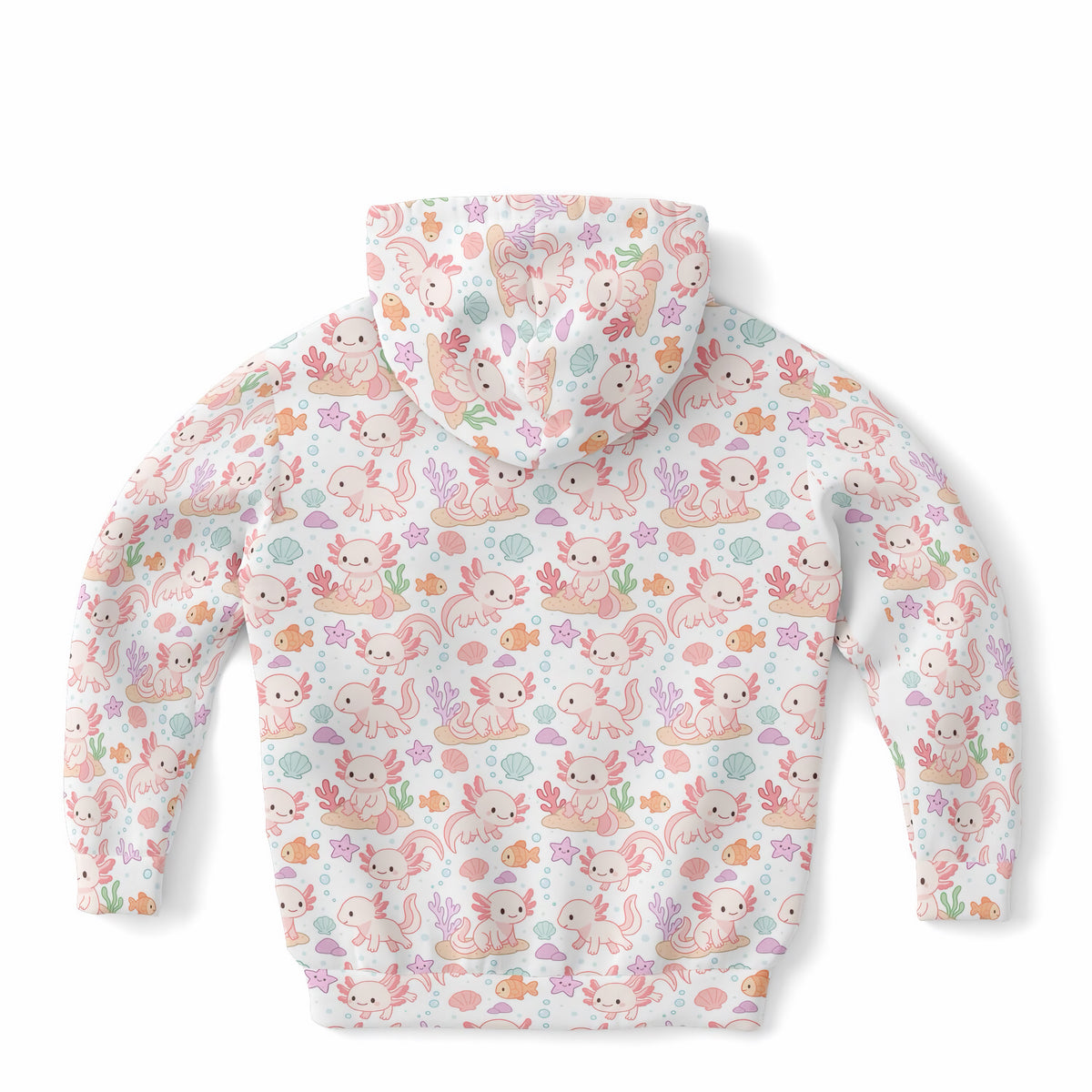 Girls Axolotl Hoodie – Ultra Comfy & Stretchy, Cozy Fleece or Lightweight Sports Fabric, Double-Layer Hood & Kangaroo Pocket