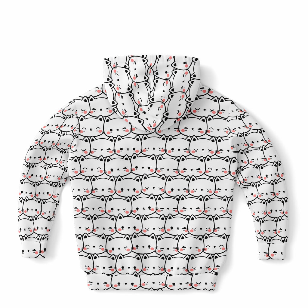 Girls Cat Print Hoodie – Ultra Comfy & Stretchy, Cozy Fleece or Lightweight Sports Fabric, Double-Layer Hood & Kangaroo Pocket