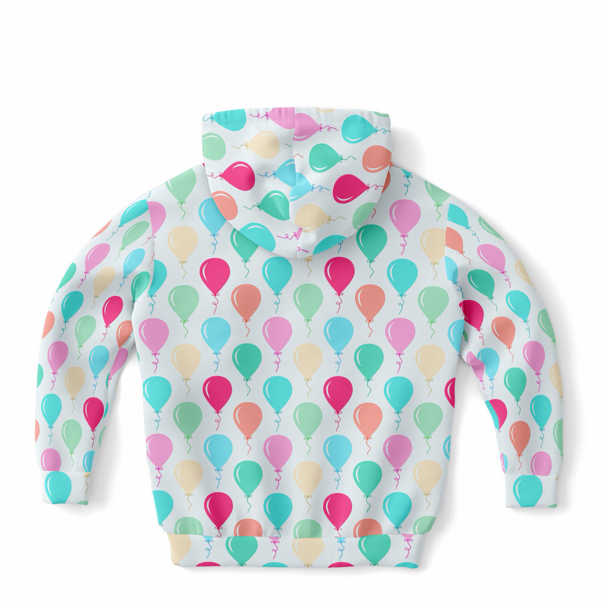 Kids Colorful Birthday Balloons Hoodie – Ultra Comfy & Stretchy, Cozy Fleece or Lightweight Sports Fabric, Double-Layer Hood & Kangaroo Pocket
