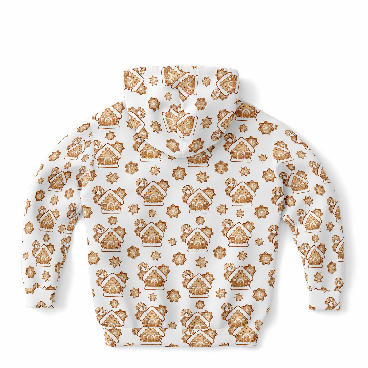 Kids Gingerbread House Christmas Hoodie – Ultra Comfy & Stretchy, Cozy Fleece or Lightweight Sports Fabric, Double-Layer Hood & Kangaroo Pocket