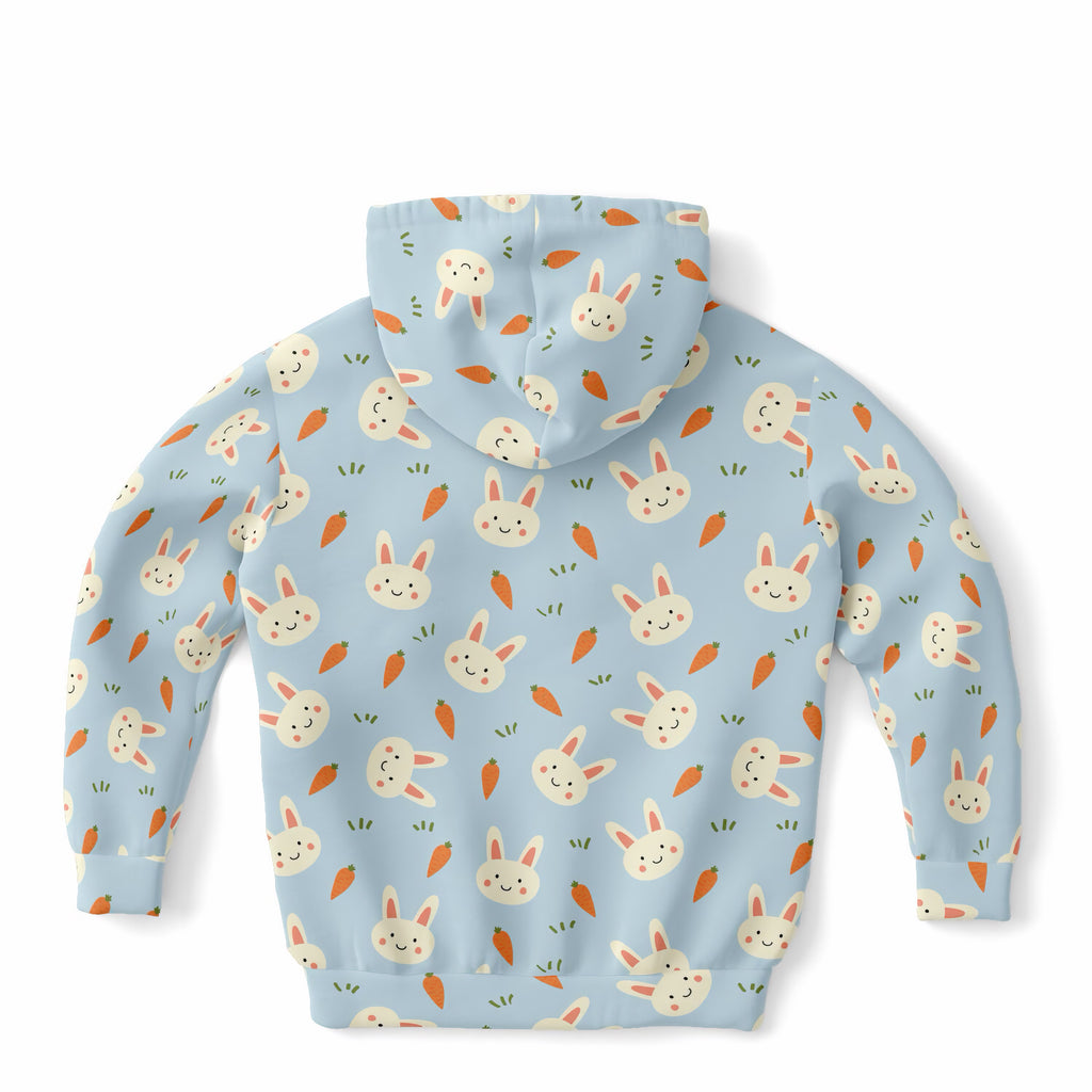 Kids Cute Bunny & Carrot Hoodie – Ultra Comfy & Stretchy, Cozy Fleece or Lightweight Sports Fabric, Double-Layer Hood & Kangaroo Pocket