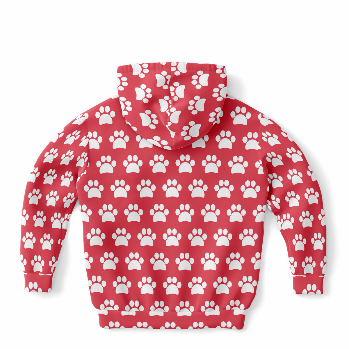 Girls Bright Pink Paw Print Hoodie – Ultra Comfy & Stretchy, Cozy Fleece or Lightweight Sports Fabric, Double-Layer Hood & Kangaroo Pocket