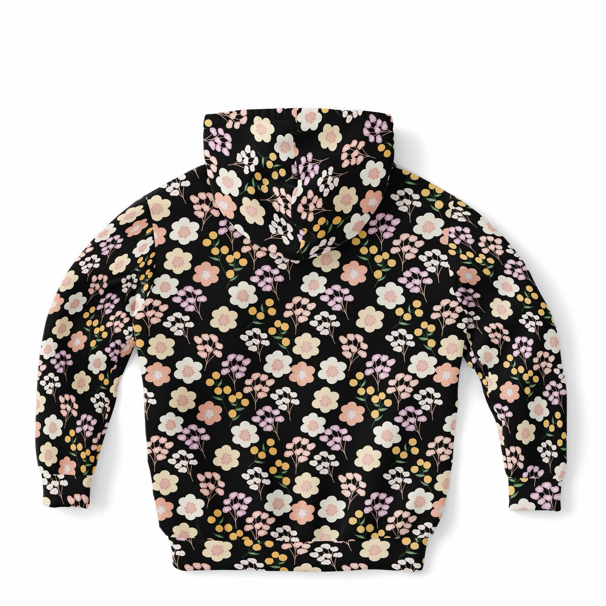 Girls Black Floral Hoodie – Ultra Comfy & Stretchy, Cozy Fleece or Lightweight Sports Fabric, Double-Layer Hood & Kangaroo Pocket