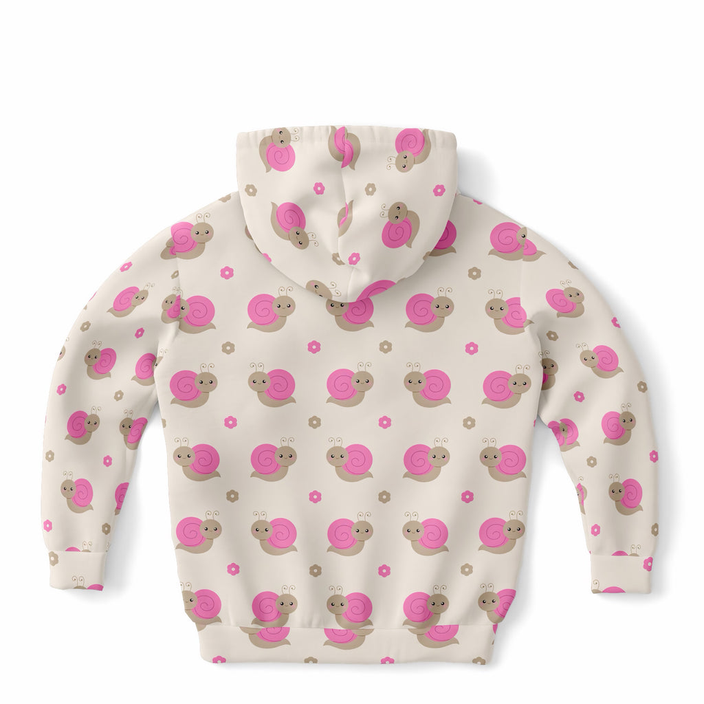 Girls Pink Snail Hoodie – Ultra Comfy & Stretchy, Cozy Fleece or Lightweight Sports Fabric, Double-Layer Hood & Kangaroo Pocket