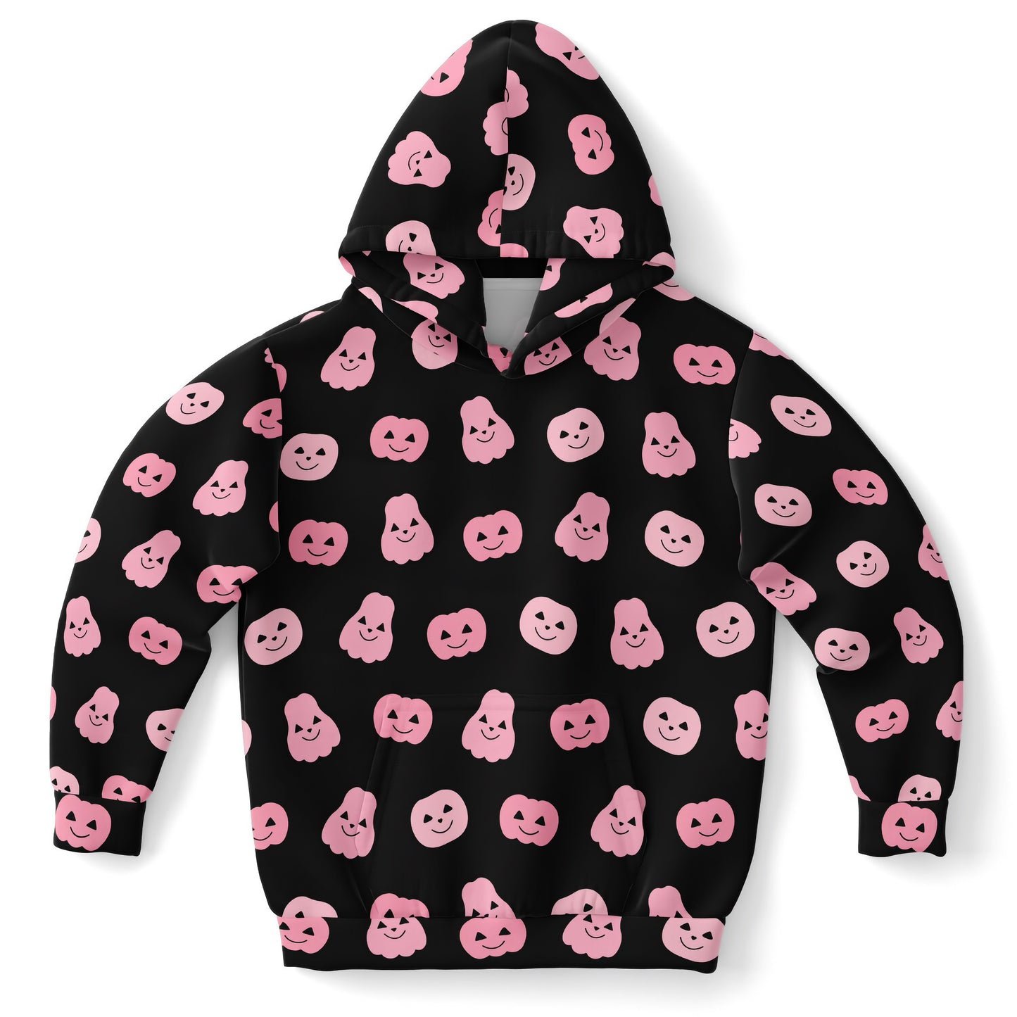 Girls Pink Pumpkins Halloween Hoodie – Cozy Cotton Fleece or Lightweight Sports Fabric
