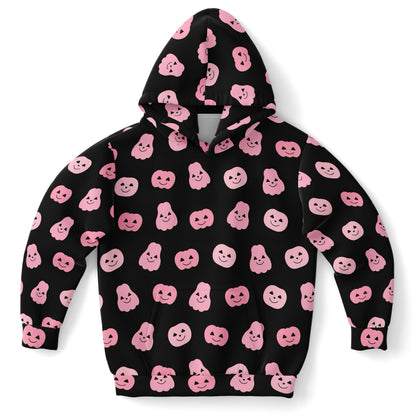 Girls Pink Pumpkins Halloween Hoodie – Cozy Cotton Fleece or Lightweight Sports Fabric