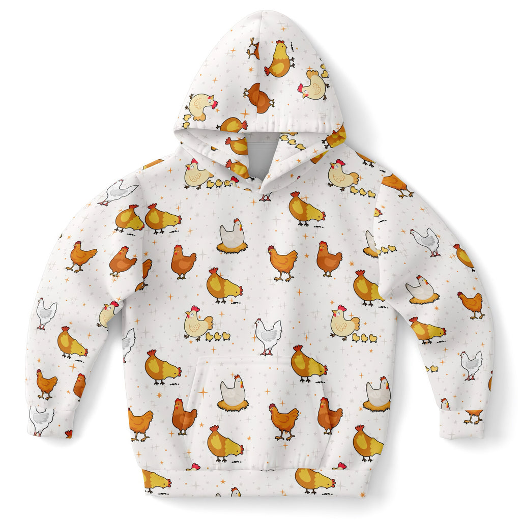 Kids Chicken Hoodie – Cozy Cotton Fleece or Lightweight Sports Fabric