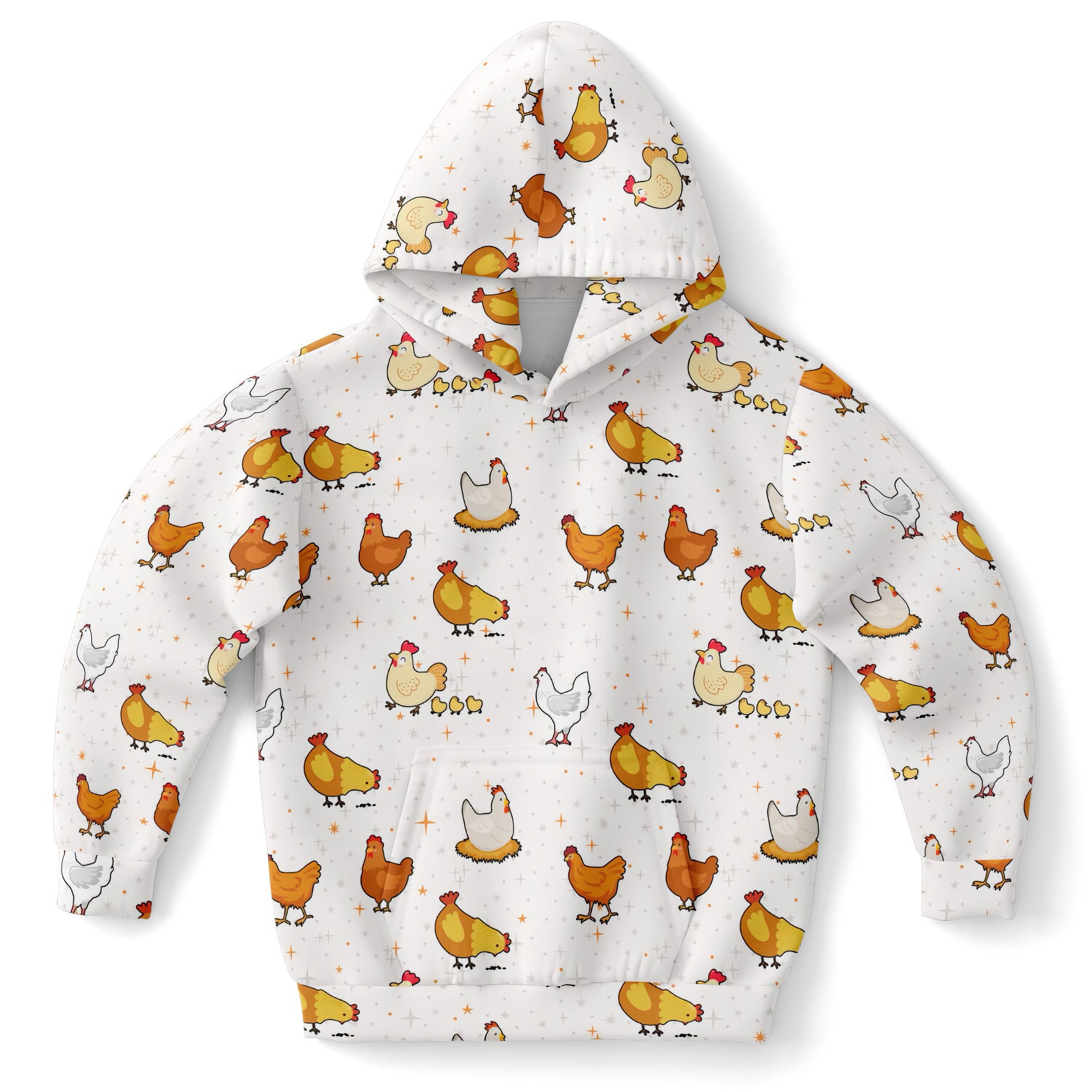 Kids Chicken Hoodie – Cozy Cotton Fleece or Lightweight Sports Fabric