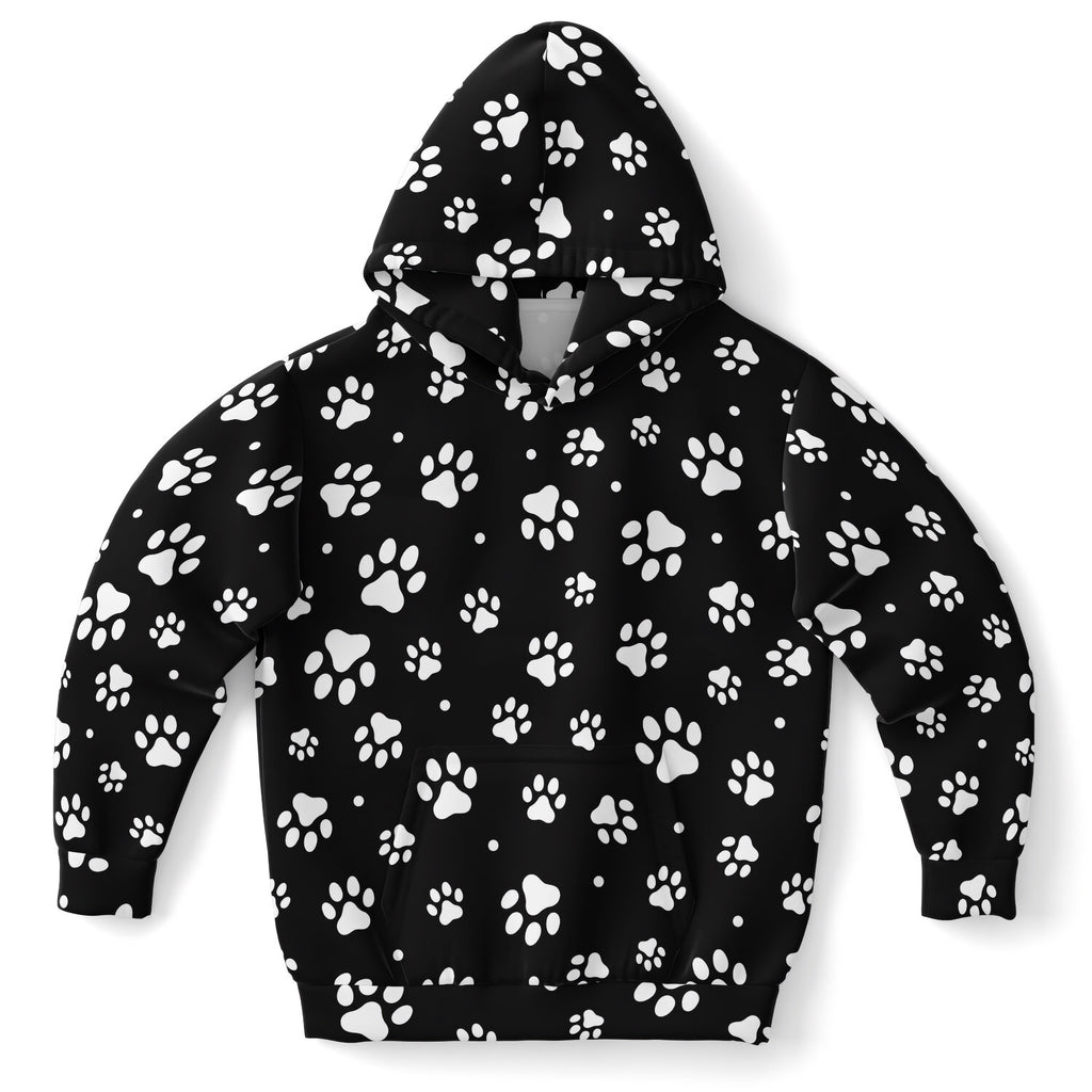 Kids Paw Print Hoodie – Cozy Cotton Fleece or Lightweight Sports Fabric