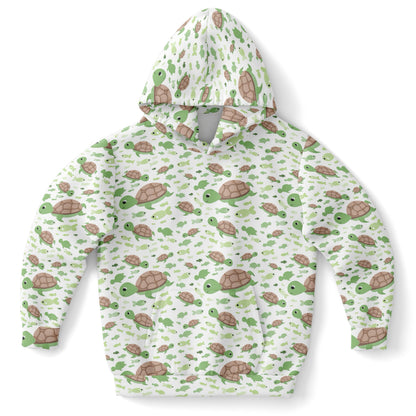 Kids Green Sea Turtles Hoodie – Cozy Cotton Fleece or Lightweight Sports Fabric