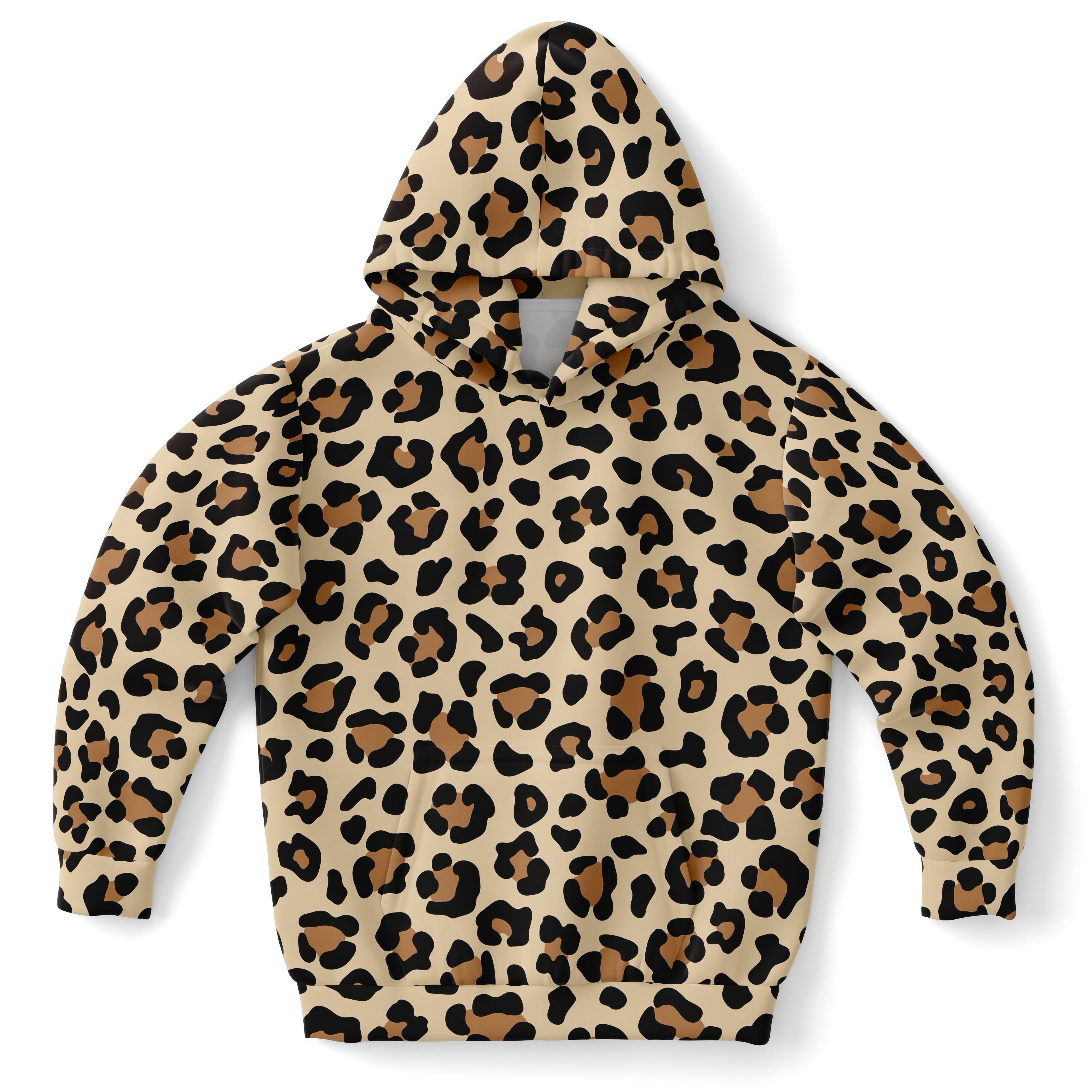 Kids Leopard Print Hoodie – Cozy Cotton Fleece or Lightweight Sports Fabric