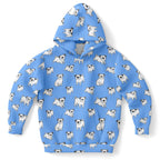 Kids Blue Pug Hoodie – Cozy Cotton Fleece or Lightweight Sports Fabric