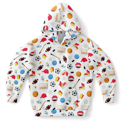 Kids Sports Themed Hoodie – Cozy Cotton Fleece or Lightweight Sports Fabric