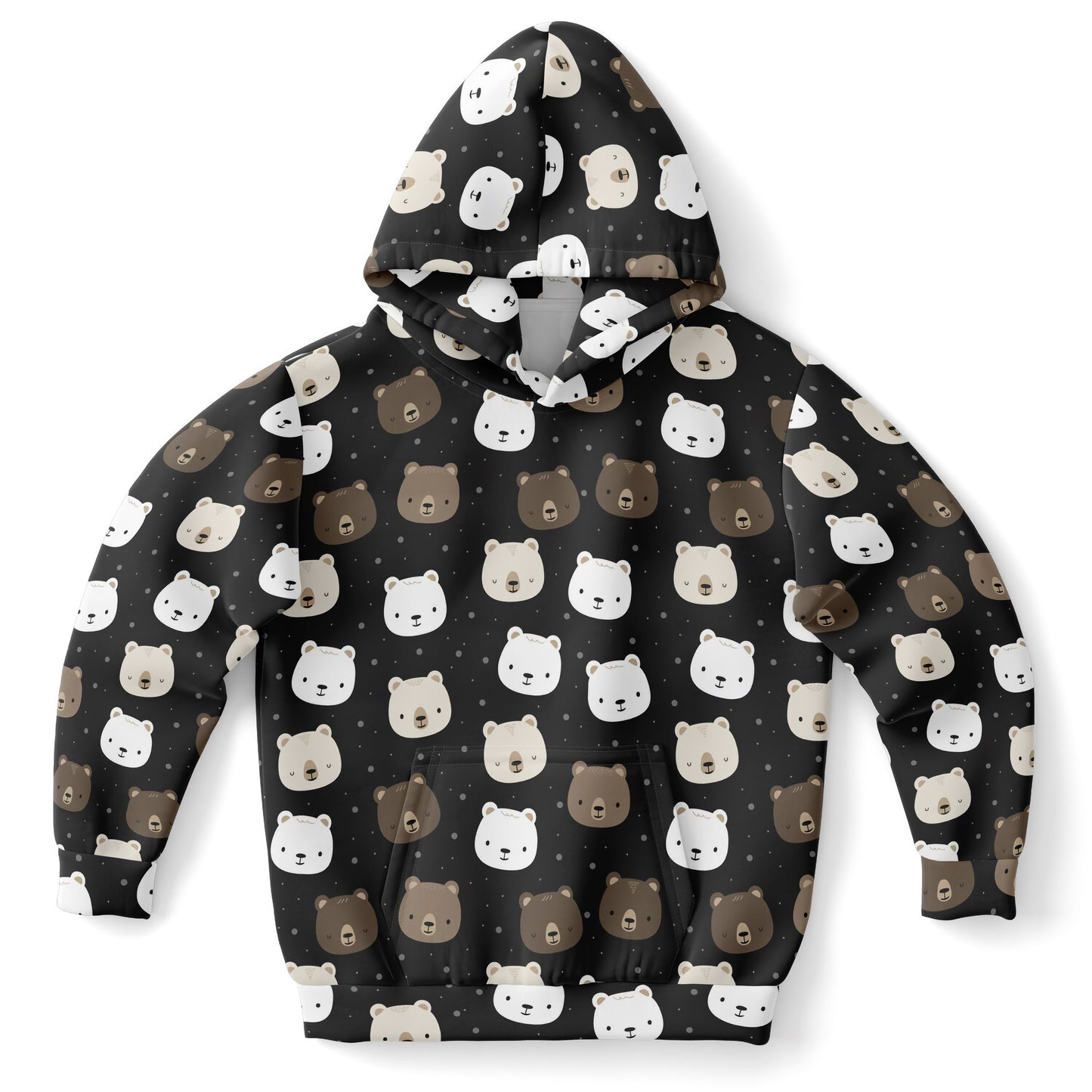 Kids Bear Face Hoodie – Cozy Cotton Fleece or Lightweight Sports Fabric