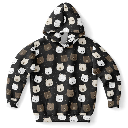 Kids Bear Face Hoodie – Cozy Cotton Fleece or Lightweight Sports Fabric
