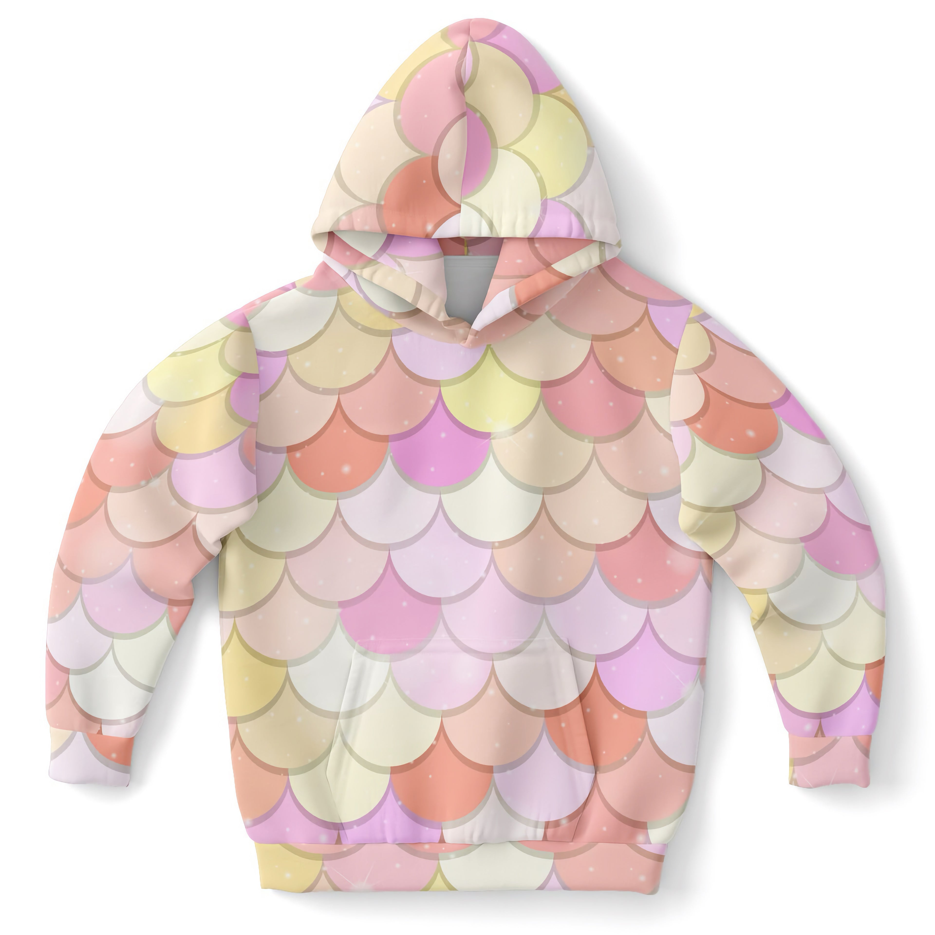 Girls Pink Mermaid Hoodie – Cozy Cotton Fleece or Lightweight Sports Fabric