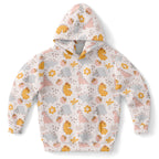 Girls Pastel Floral Dinosaur Hoodie – Cozy Cotton Fleece or Lightweight Sports Fabric