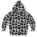 Kids Cow Print Hoodie – Cozy Cotton Fleece or Lightweight Sports Fabric
