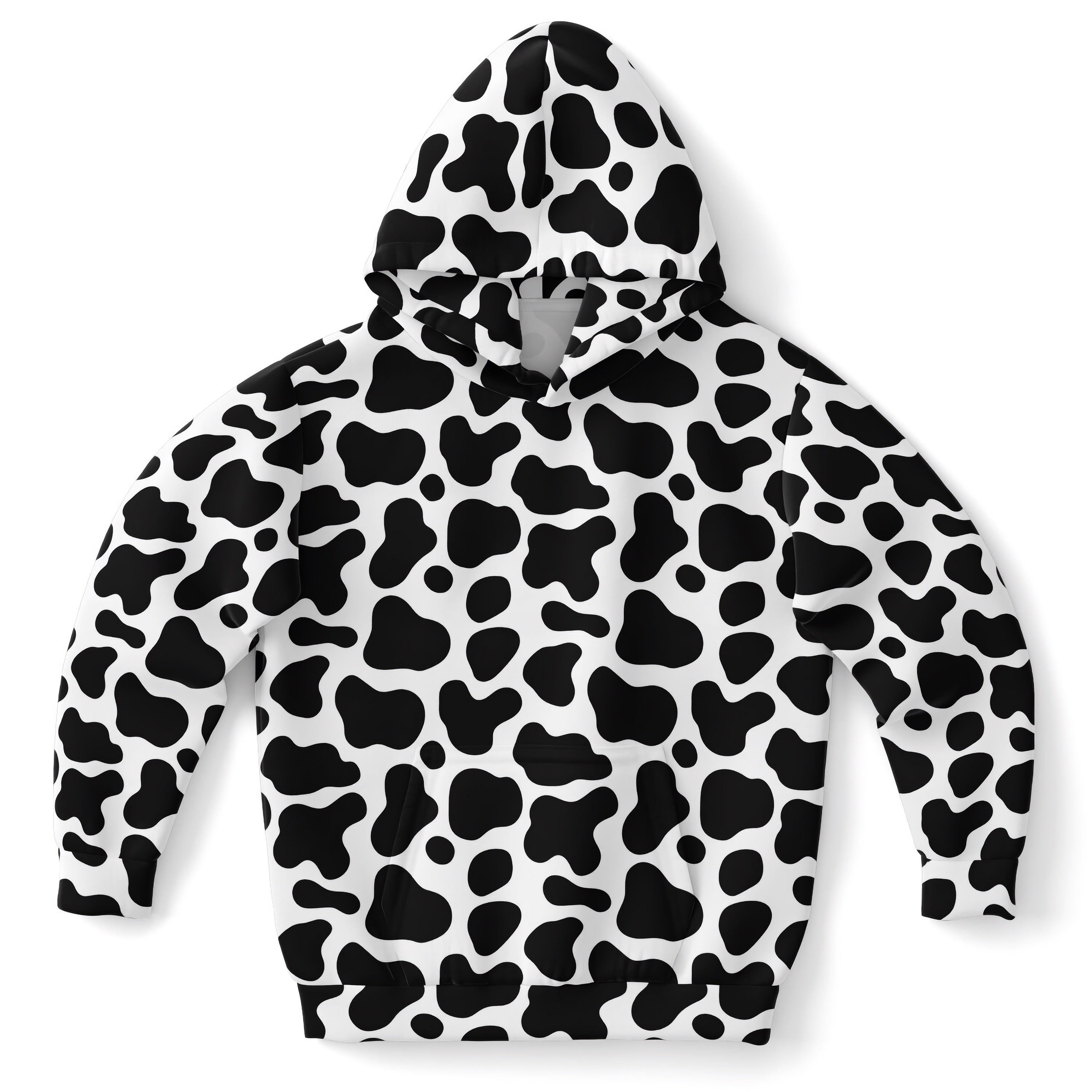 Kids Cow Print Hoodie – Cozy Cotton Fleece or Lightweight Sports Fabric