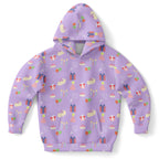 Girls Purple Birthday Pattern Hoodie – Cozy Cotton Fleece or Lightweight Sports Fabric