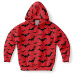Kids Red Bats Halloween Hoodie – Cozy Cotton Fleece or Lightweight Sports Fabric