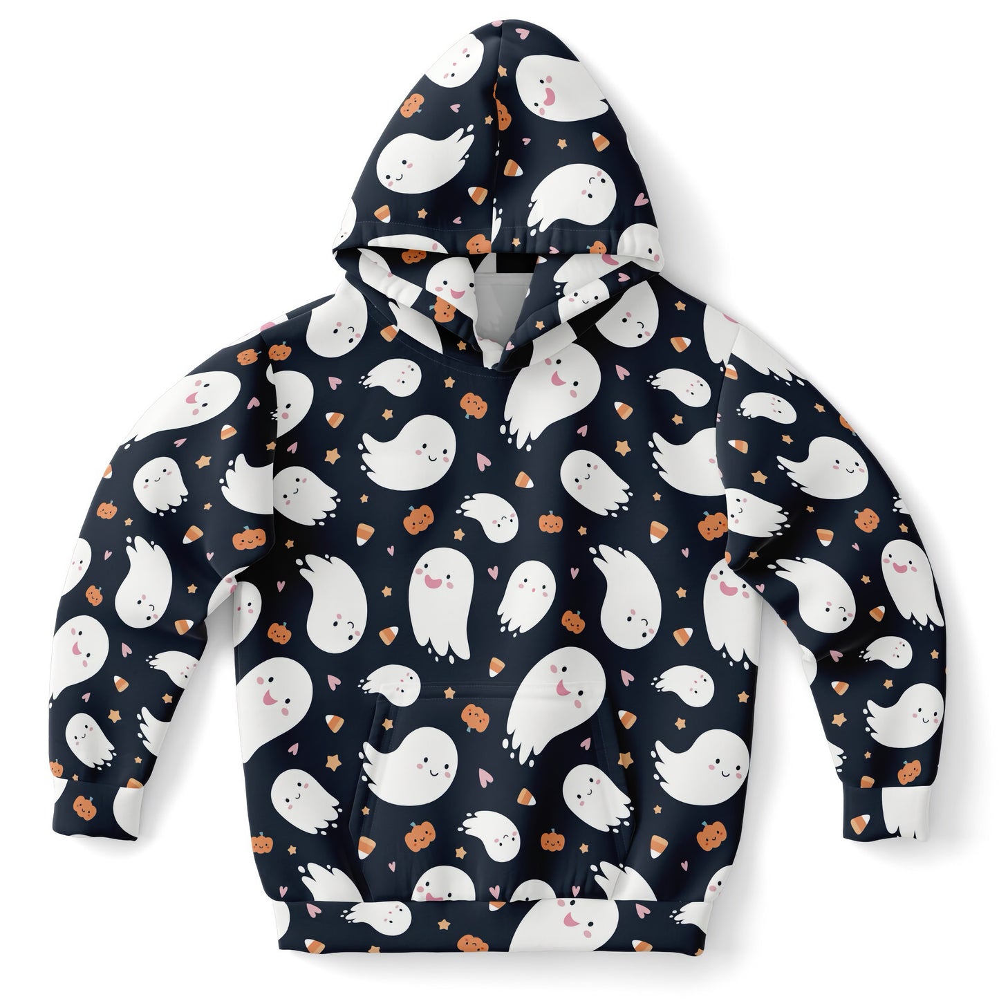 Kids Ghost Halloween Hoodie – Cozy Cotton Fleece or Lightweight Sports Fabric