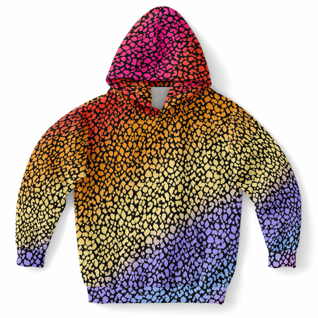 Kids Colorful Leopard Print Hoodie – Ultra Comfy & Stretchy, Cozy Fleece or Lightweight Sports Fabric, Double-Layer Hood & Kangaroo Pocket