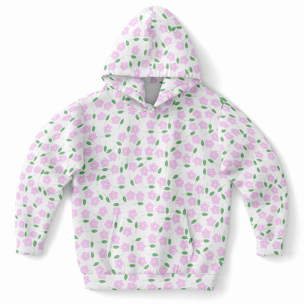 Girls Pink & Purple Floral Hoodie – Ultra Comfy & Stretchy, Cozy Fleece or Lightweight Sports Fabric, Double-Layer Hood & Kangaroo Pocket