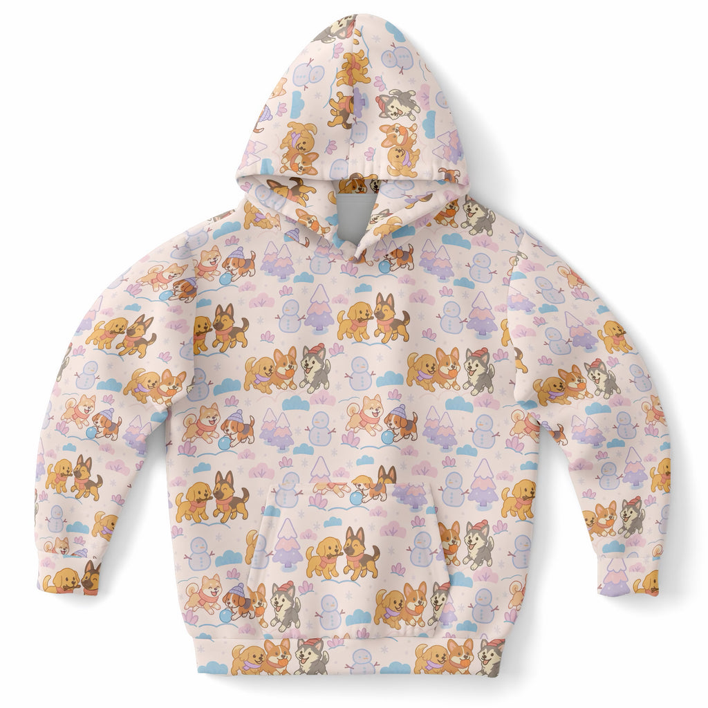 Kids Christmas Dogs Hoodie – Ultra Comfy & Stretchy, Cozy Fleece or Lightweight Sports Fabric, Double-Layer Hood & Kangaroo Pocket