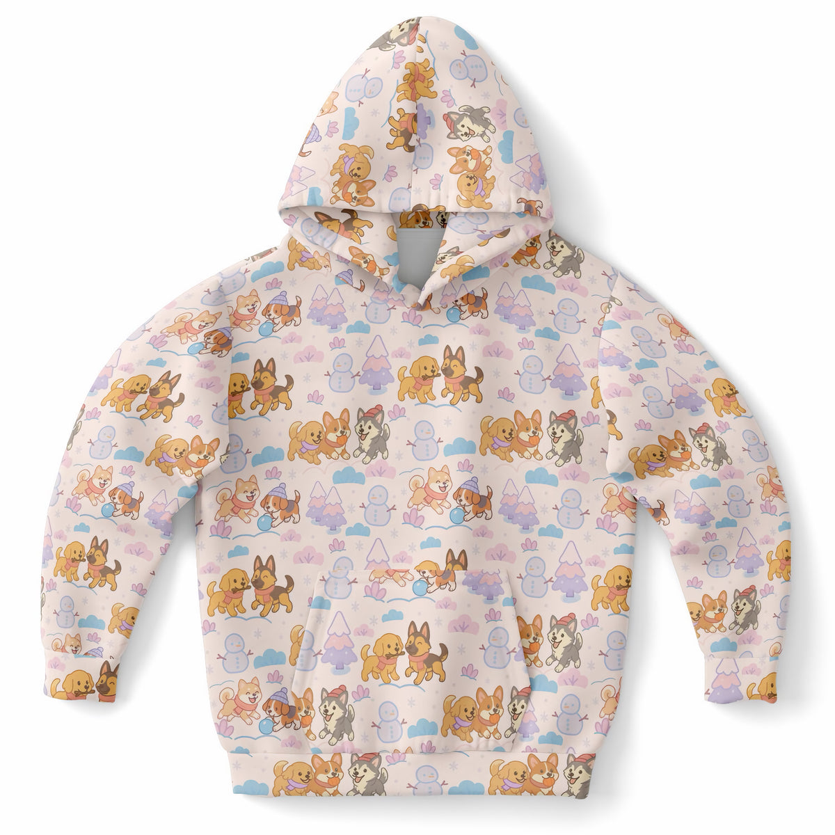 Kids Christmas Dogs Hoodie – Ultra Comfy & Stretchy, Cozy Fleece or Lightweight Sports Fabric, Double-Layer Hood & Kangaroo Pocket