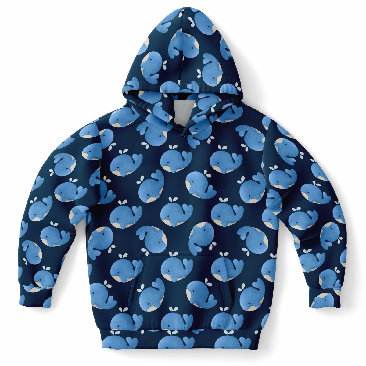 Kids Blue Whale Hoodie – Ultra Comfy & Stretchy, Cozy Fleece or Lightweight Sports Fabric, Double-Layer Hood & Kangaroo Pocket