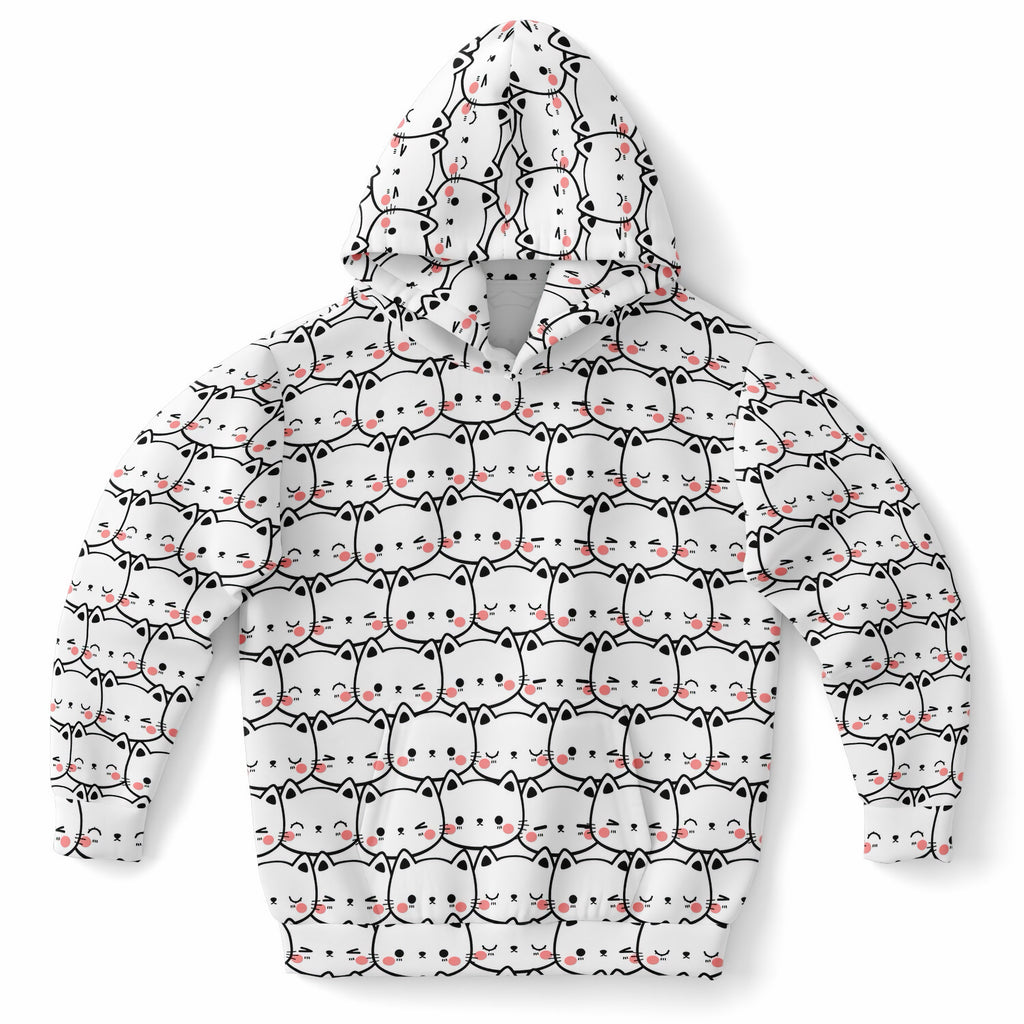 Girls Cat Print Hoodie – Ultra Comfy & Stretchy, Cozy Fleece or Lightweight Sports Fabric, Double-Layer Hood & Kangaroo Pocket