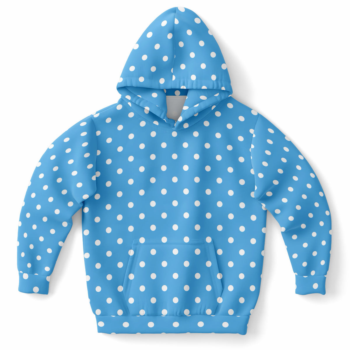Kids Sky Blue Polka Dot Hoodie – Ultra Comfy & Stretchy, Cozy Fleece or Lightweight Sports Fabric, Double-Layer Hood & Kangaroo Pocket