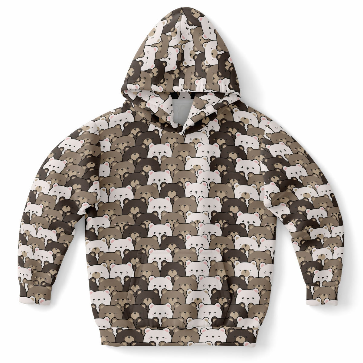 Kids Bear Face Hoodie – Ultra Comfy & Stretchy, Cozy Fleece or Lightweight Sports Fabric, Double-Layer Hood & Kangaroo Pocket