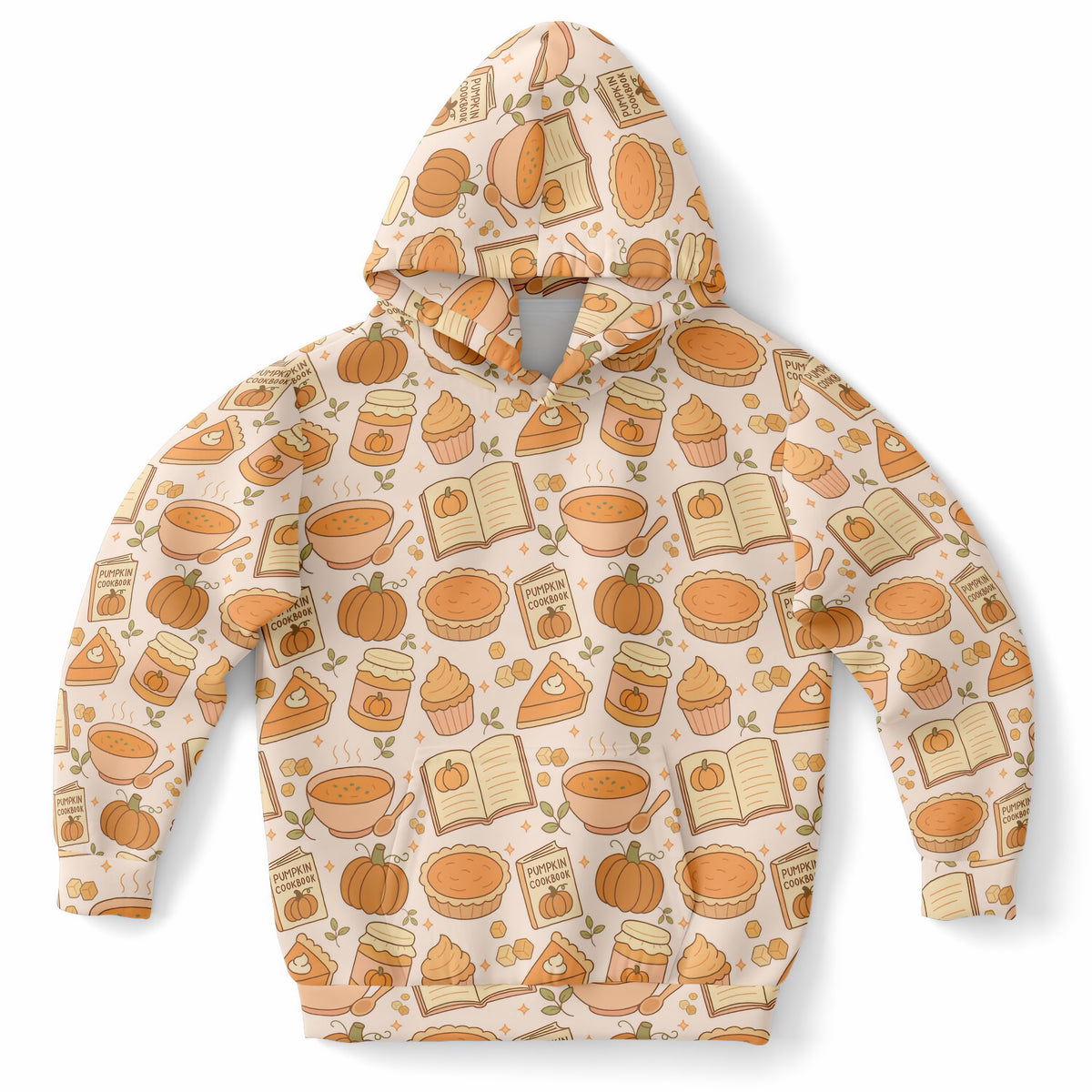 Kids Pumpkin Pie Themed Hoodie – Ultra Comfy & Stretchy, Cozy Fleece or Lightweight Sports Fabric, Double-Layer Hood & Kangaroo Pocket