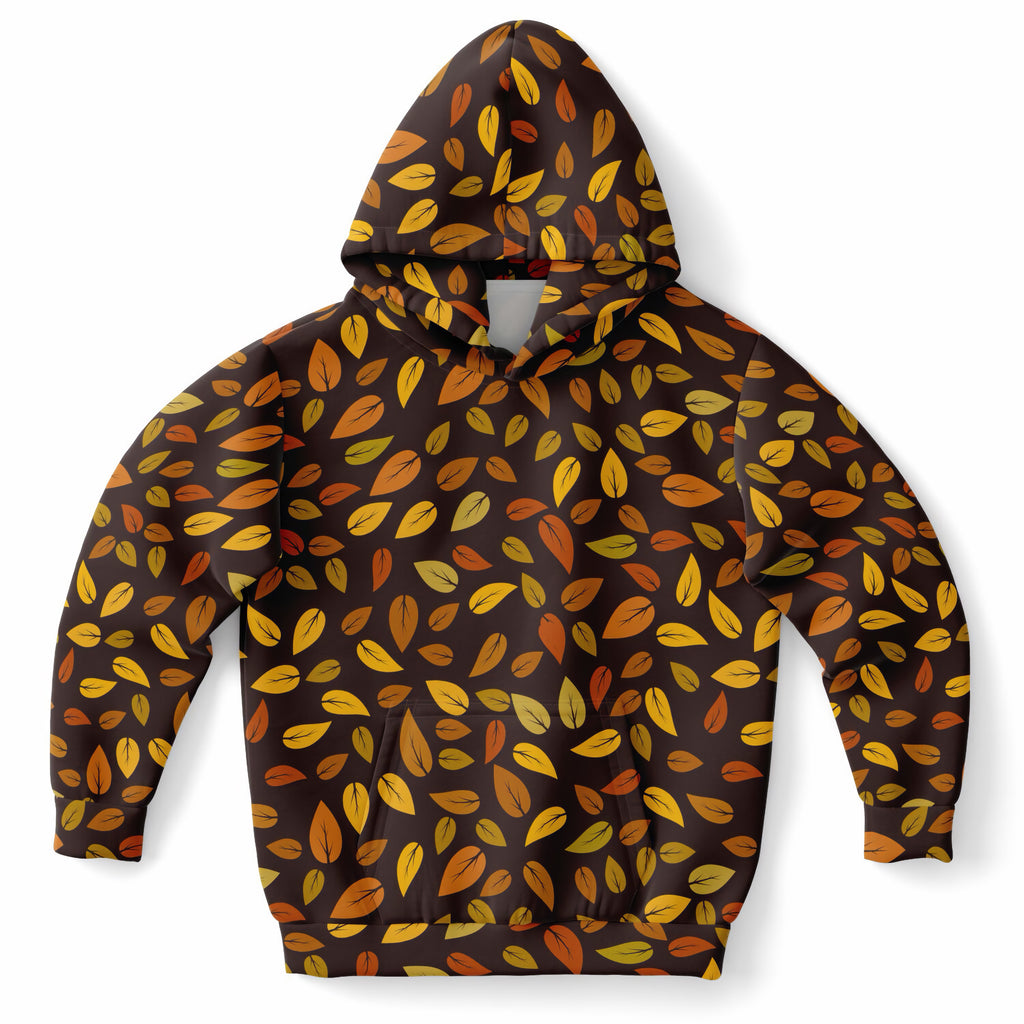 Kids Fall Autumn Leaves Hoodie – Ultra Comfy & Stretchy, Cozy Fleece or Lightweight Sports Fabric, Double-Layer Hood & Kangaroo Pocket