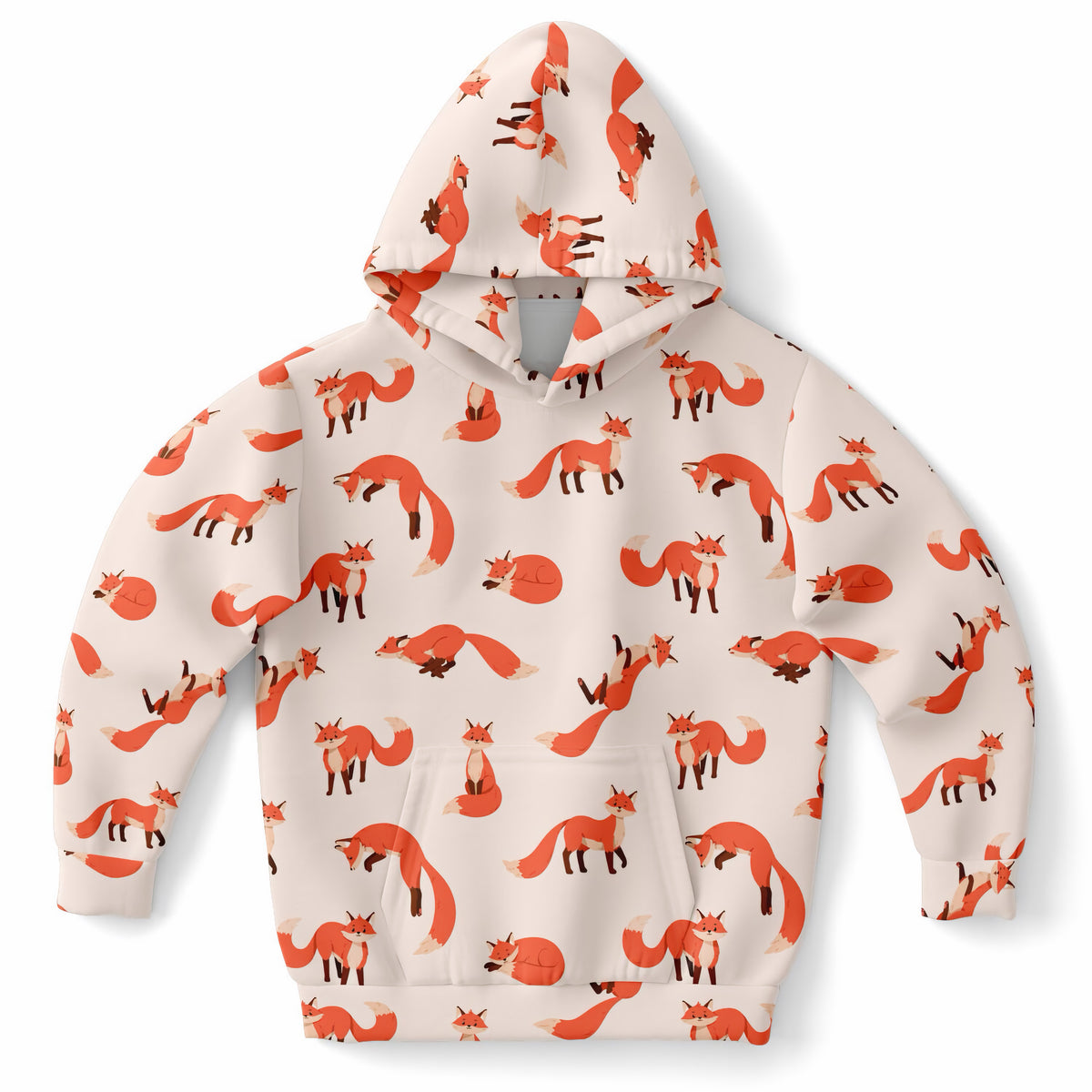 Kids Orange Fox Hoodie – Ultra Comfy & Stretchy, Cozy Fleece or Lightweight Sports Fabric, Double-Layer Hood & Kangaroo Pocket