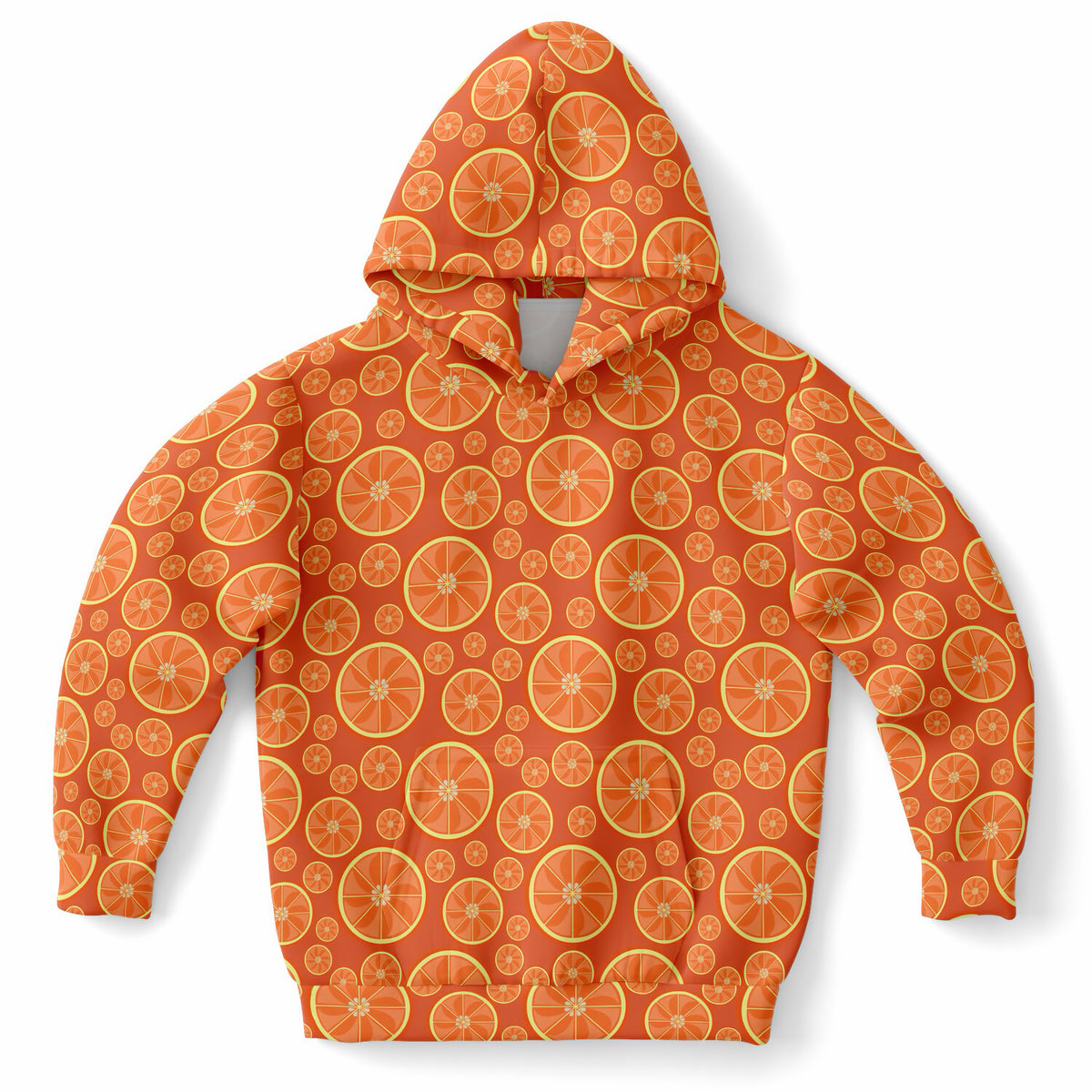 Kids Orange Citrus Hoodie – Ultra Comfy & Stretchy, Cozy Fleece or Lightweight Sports Fabric, Double-Layer Hood & Kangaroo Pocket