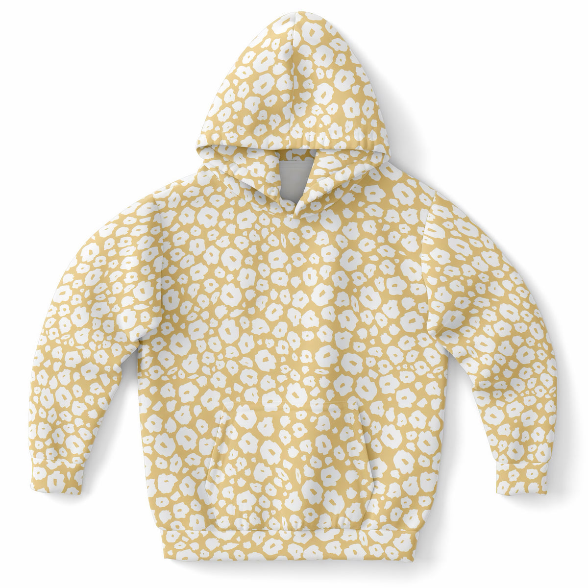 Kids Light Yellow Leopard Hoodie – Ultra Comfy & Stretchy, Cozy Fleece or Lightweight Sports Fabric, Double-Layer Hood & Kangaroo Pocket