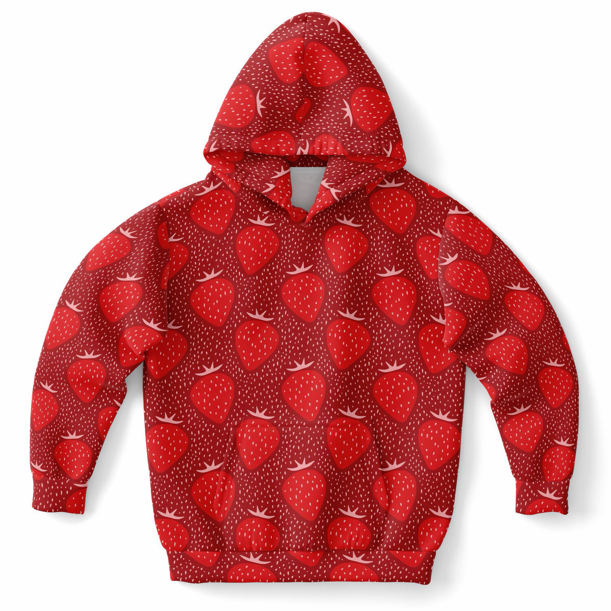 Kids Strawberry Hoodie – Ultra Comfy & Stretchy, Cozy Fleece or Lightweight Sports Fabric, Double-Layer Hood & Kangaroo Pocket