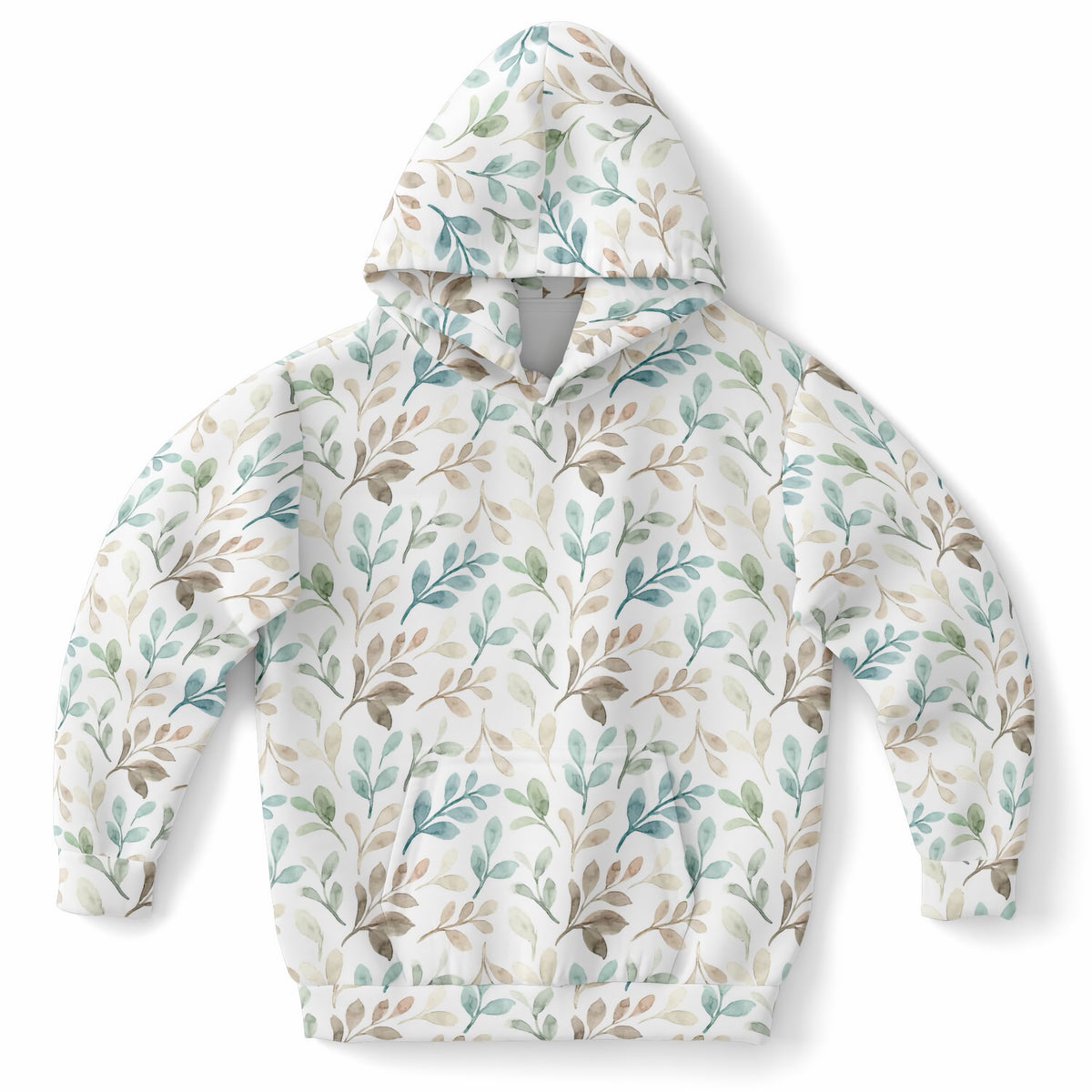 Girls Watercolor Botanical Hoodie – Ultra Comfy & Stretchy, Cozy Fleece or Lightweight Sports Fabric, Double-Layer Hood & Kangaroo Pocket
