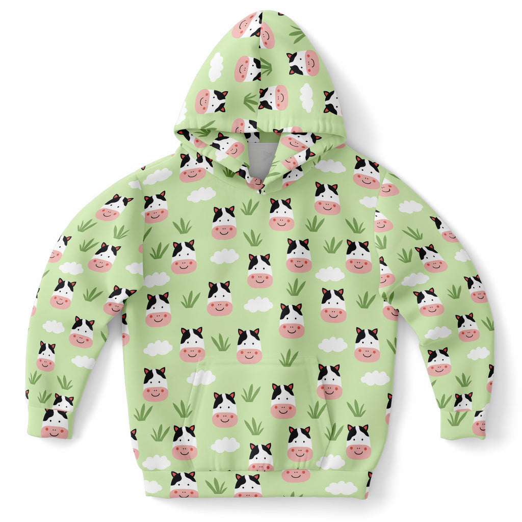 Kids Cow Hoodie – Ultra Comfy & Stretchy, Cozy Fleece or Lightweight Sports Fabric, Double-Layer Hood & Kangaroo Pocket