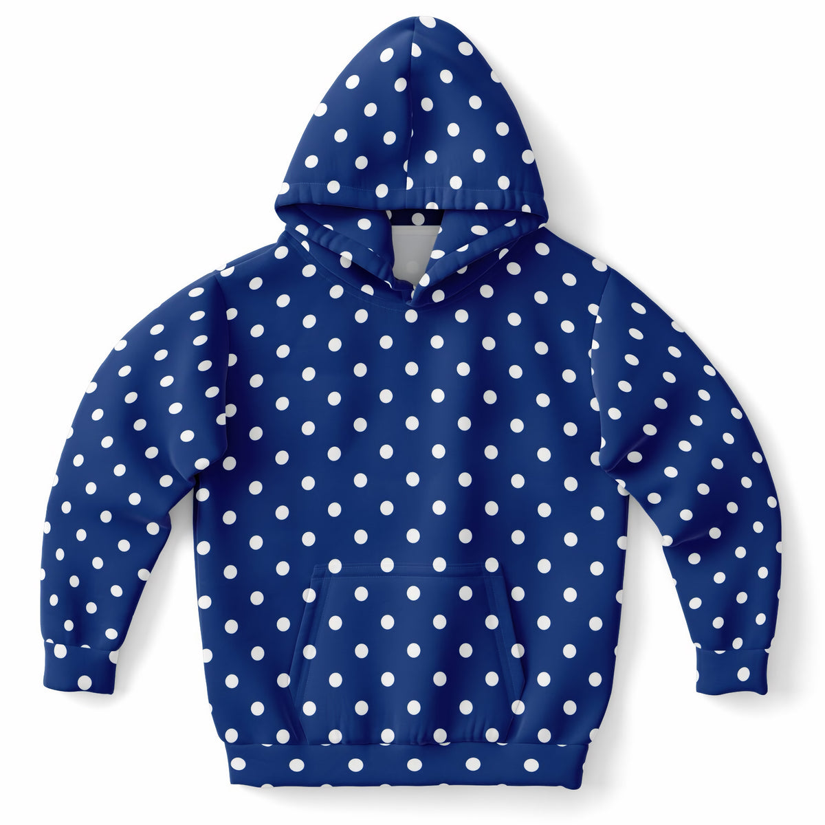 Kids Royal Blue Polka Dot Hoodie – Ultra Comfy & Stretchy, Cozy Fleece or Lightweight Sports Fabric, Double-Layer Hood & Kangaroo Pocket