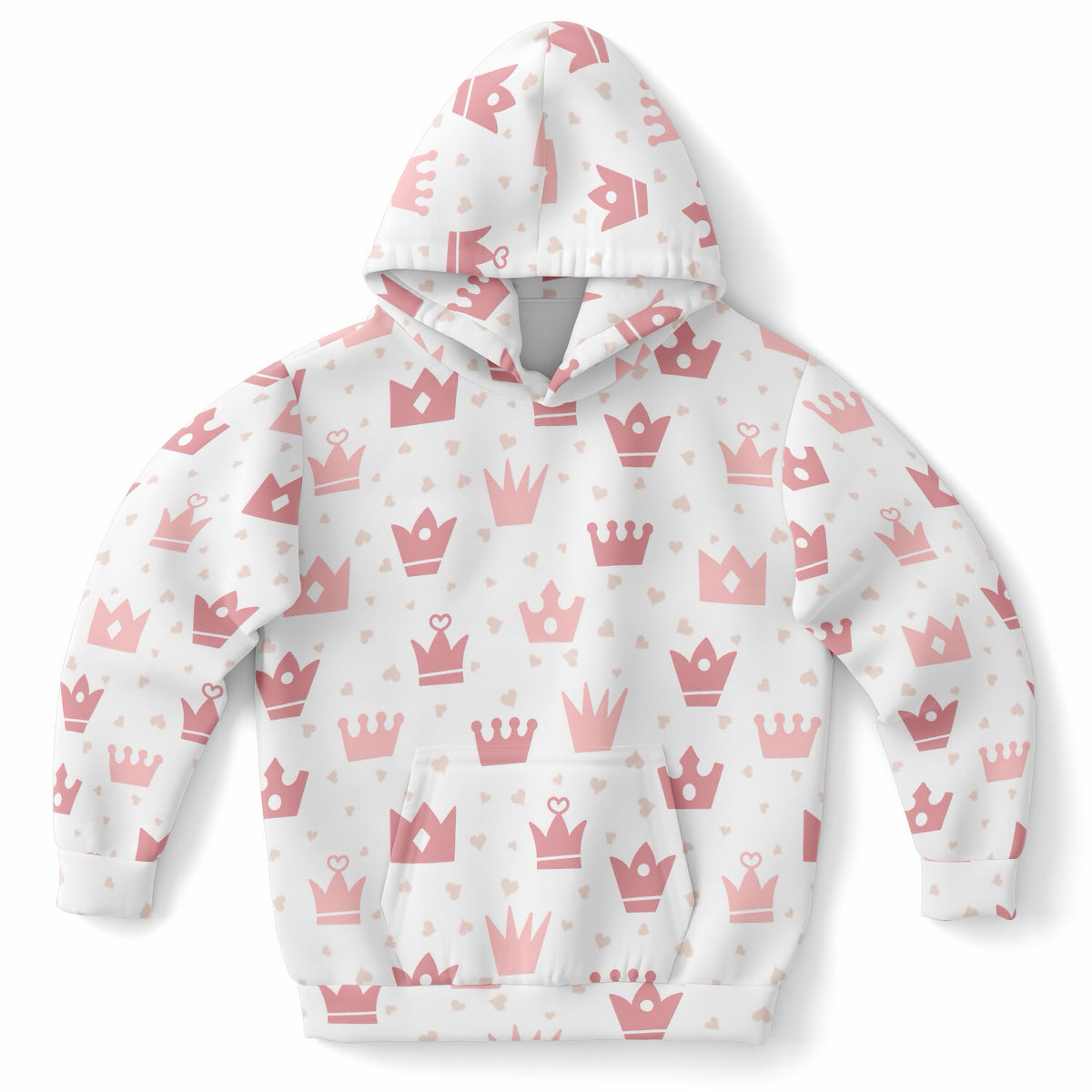 Girls Princess Crowns Hoodie – Ultra Comfy & Stretchy, Cozy Fleece or Lightweight Sports Fabric, Double-Layer Hood & Kangaroo Pocket