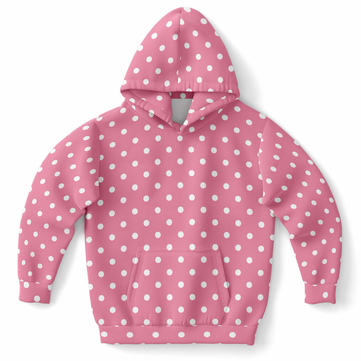 Girls Pink Polka Dot Hoodie – Ultra Comfy & Stretchy, Cozy Fleece or Lightweight Sports Fabric, Double-Layer Hood & Kangaroo Pocket