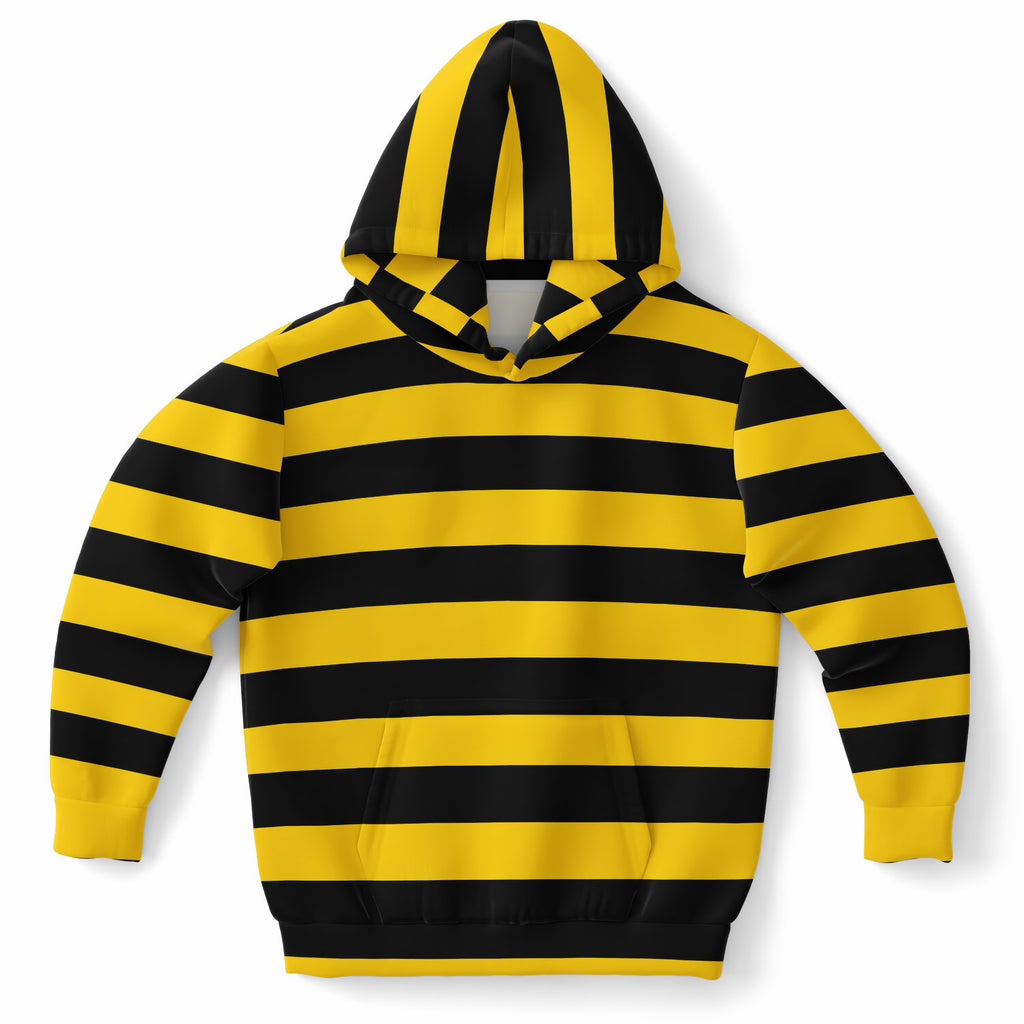 Kids Bee Stripe Hoodie – Ultra Comfy & Stretchy, Cozy Fleece or Lightweight Sports Fabric, Double-Layer Hood & Kangaroo Pocket