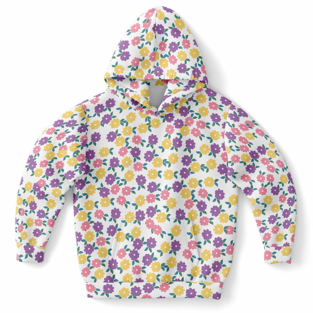Girls Colorful Daisy Flower Hoodie – Ultra Comfy & Stretchy, Cozy Fleece or Lightweight Sports Fabric, Double-Layer Hood & Kangaroo Pocket
