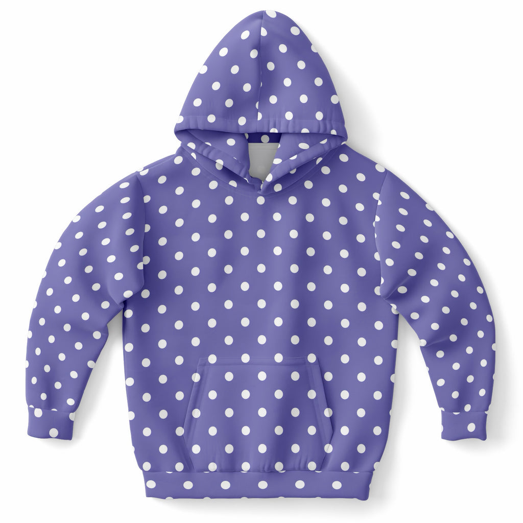 Girls Purple Polka Dot Hoodie – Ultra Comfy & Stretchy, Cozy Fleece or Lightweight Sports Fabric, Double-Layer Hood & Kangaroo Pocket